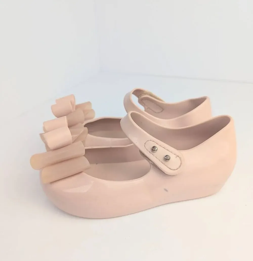 Mini Melissa ultragirl bow blush pink Mary Jane jellies  toddler girls 9
